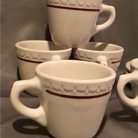 1952 Syracuse Econo Rim Cardinal China Restaurant Ware Railroad 6 Cups & Saucers - Picture 8 of 12